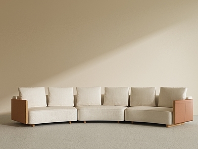 奶油风模块沙发 多人沙发 休闲沙发 客厅沙发 弧形沙发 模块沙发