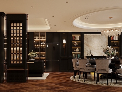 现代轻奢别墅客餐厅 美式复古别墅餐厅 美式复古厨房 美式透光石玄关 美式岛台 美式轻奢餐厅厨房