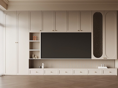 奶油风电视背景墙