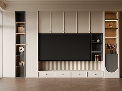 奶油风电视背景墙