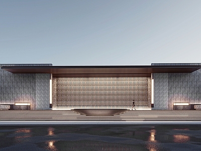 新中式小区景观 展示区入口景观 入口大门