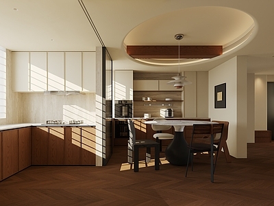 中古风大平层客餐厅 中古客厅 复古客厅