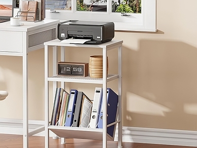 奶油风置物架 边桌 办公场景   边柜 文件柜