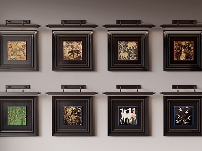 新中式挂画组合 中古风挂画 画框 抽象画