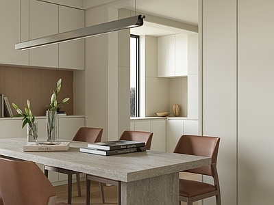 奶油风家居餐厅 现代餐厅 奶油风餐厅 餐椅组合