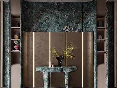 意式轻奢玄关 玄关 端景 入户门厅 端景台 玄关背景墙
