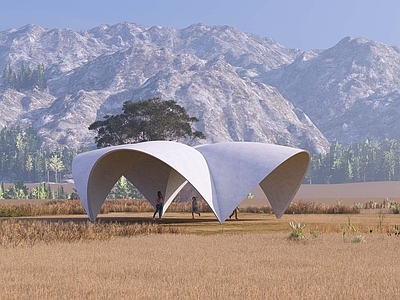 现代雨棚 混凝土构筑 壳体 景区网红构筑 营地景观 网红营地