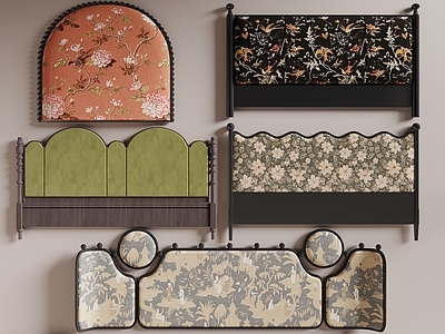 新中式床品 中古风床靠背 床具 床头 床头软包