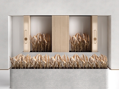 现代简约橱窗 现代芦苇花箱  干花花箱  干支狼尾草花箱