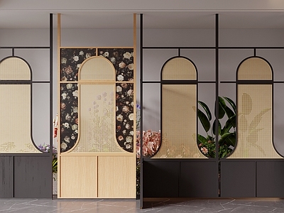 中古风艺术隔断 中古风隔断 屏风 藤编屏风 艺术隔断