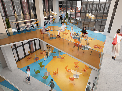 现代简约休息区 灰空间改造 校园改造 休息区改造 室内改造