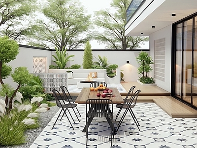 现代简约别墅庭院 现代庭院景观 别墅庭院 庭院花园