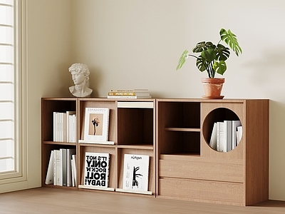 原木风书架 书柜