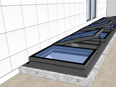 现代极简窗户组合 采光井上悬天窗 电动智能天窗