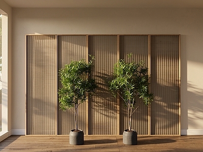 日式家居阳台 现代盆栽