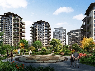 新中式小高层住宅楼 四代住宅 洋房