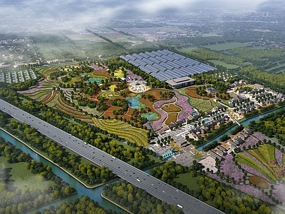新中式景观文旅项目景观 景观规划 花田