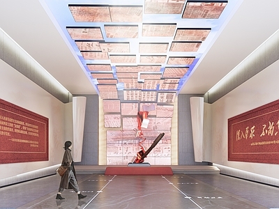 现代红色文化展厅风格革命历史展厅 序厅 革命历史序厅 展厅前厅 红色展厅