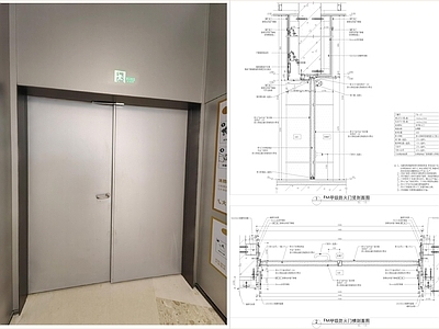 综合门节点 双扇甲级防火门 双开精装防火门 不锈钢甲级逃生门 疏散指示安装工艺 钢质双开疏散门 施工图