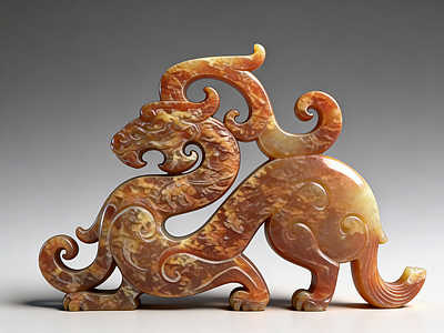 新中式雕塑摆件 龙纹 玉雕 摆件 把家 雕塑