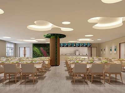 现代简约学生食堂 现代食堂 学校食堂