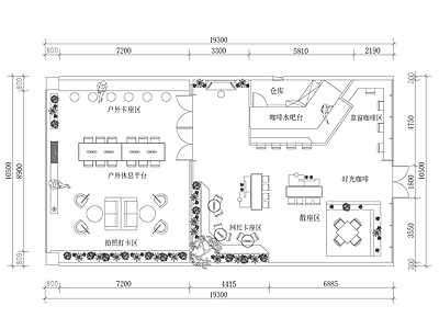 现代咖啡厅 咖啡厅平面图 施工图