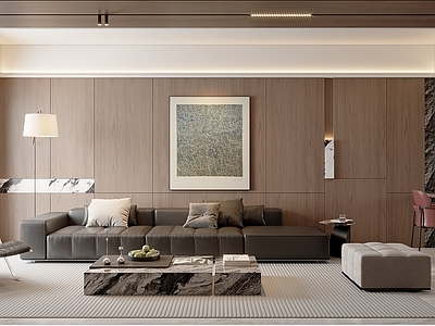 现代简约大平层客餐厅 现代意式 客厅 餐厅 厨房