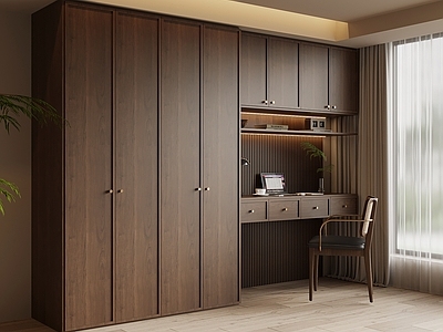 中古风梳妆台 衣柜 一体柜