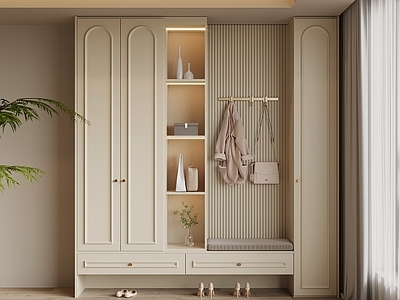 奶油风鞋柜 玄关柜