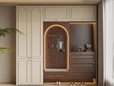 奶油风鞋柜 玄关柜