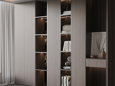 现代极简开放式书房 书柜
