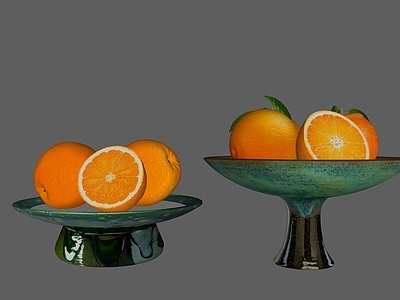 水果蔬菜 水果盘 橙子 高脚盘 摆件