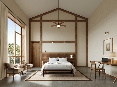 日式侘寂风主卧 北欧卧室 民宿客房 北欧风家居