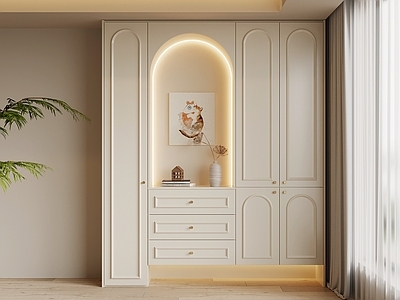 奶油风玄关柜 玄关柜