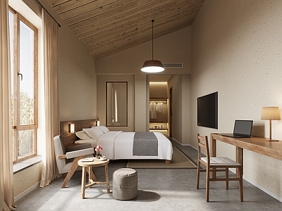 侘寂酒店客房 民宿客房 酒店客房 北欧卧室