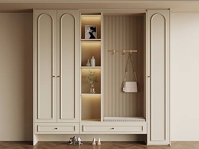 奶油风玄关柜 鞋柜