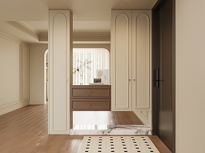 奶油风玄关 玄关柜 鞋柜