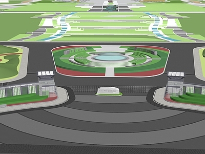 现代主义景观广场景观 学校大门 校园景观 校园广场 水景