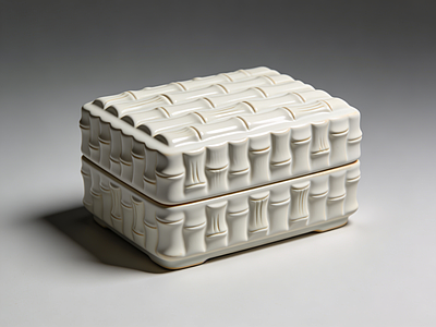 新中式雕塑摆件 瓷盒 妆具 宋瓷 摆件 AI渲染