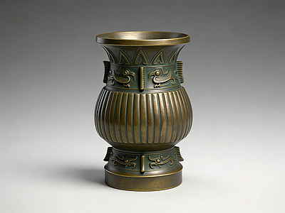 新中式雕塑摆件 花瓶 青铜器 工艺品 文物 摆件