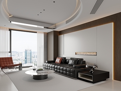 现代极简家居客厅 意式 沙发 茶几 休闲椅 轻奢