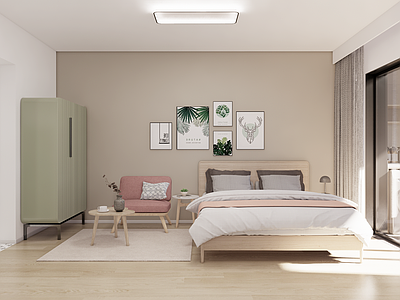 奶油风公寓 公寓卧室 北欧宜家风格