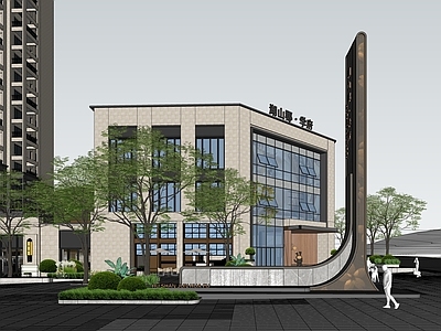 现代简约广场景观 入口精神堡垒 商业街入口