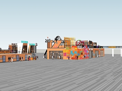 集装箱创意商业风格商业街 美食城 夜市 集装箱 商业建筑 商业街