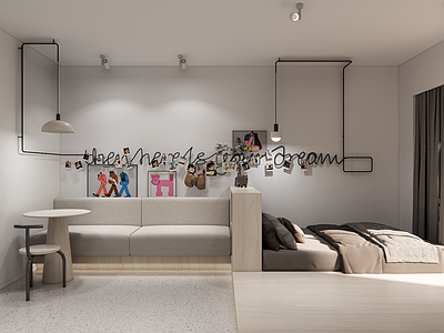 奶油风公寓 公寓客厅卧室