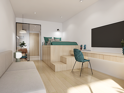 原木风公寓 公寓客厅卧室