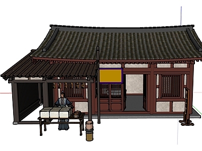 新中式古建筑 铺面 商铺 古代铺面