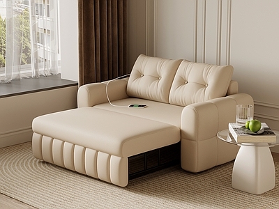 奶油风单人沙发 现代单人沙发  折叠沙发 伸缩沙发