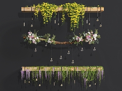 自然风花艺 植物吊灯 花艺装置