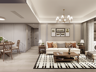 奶油风客餐厅 轻美式客餐厅 欧式客餐厅